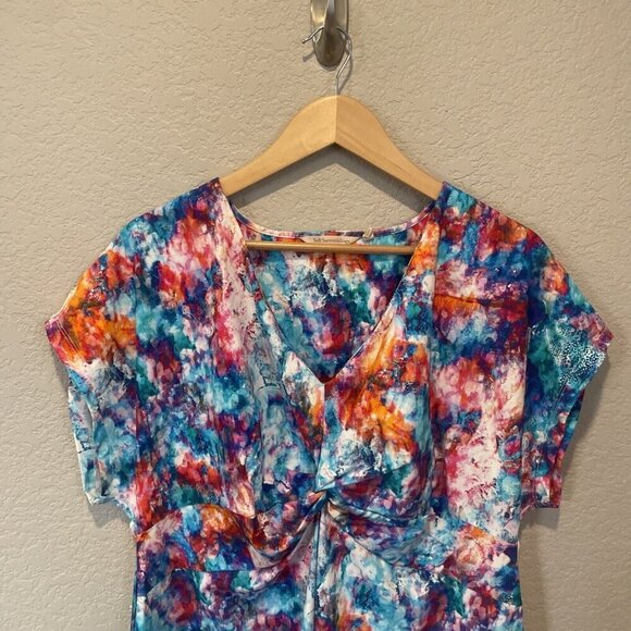 Soft Surroundings Day Spa Swim Dress XL Multi Abstract Short Sleeve Cover-up - Picture 3 of 10